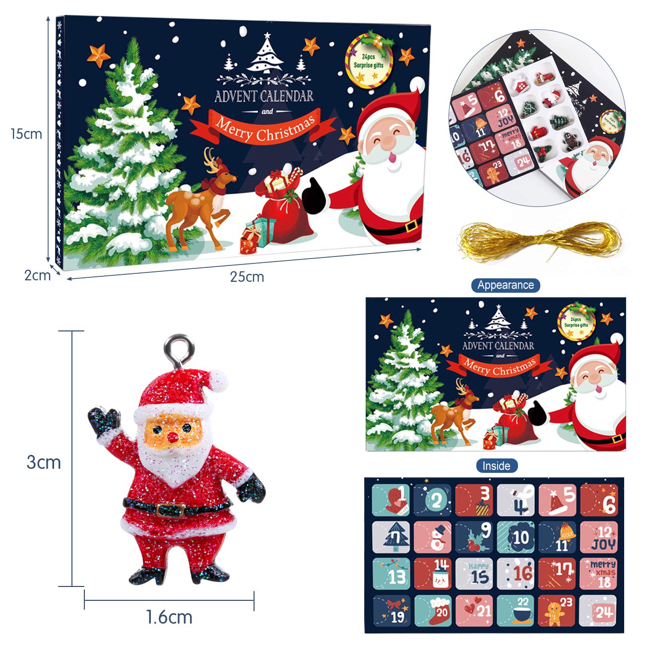 Amazon.co.jp: LEMESO アドベントカレンダー 2024 クリスマス 飾り