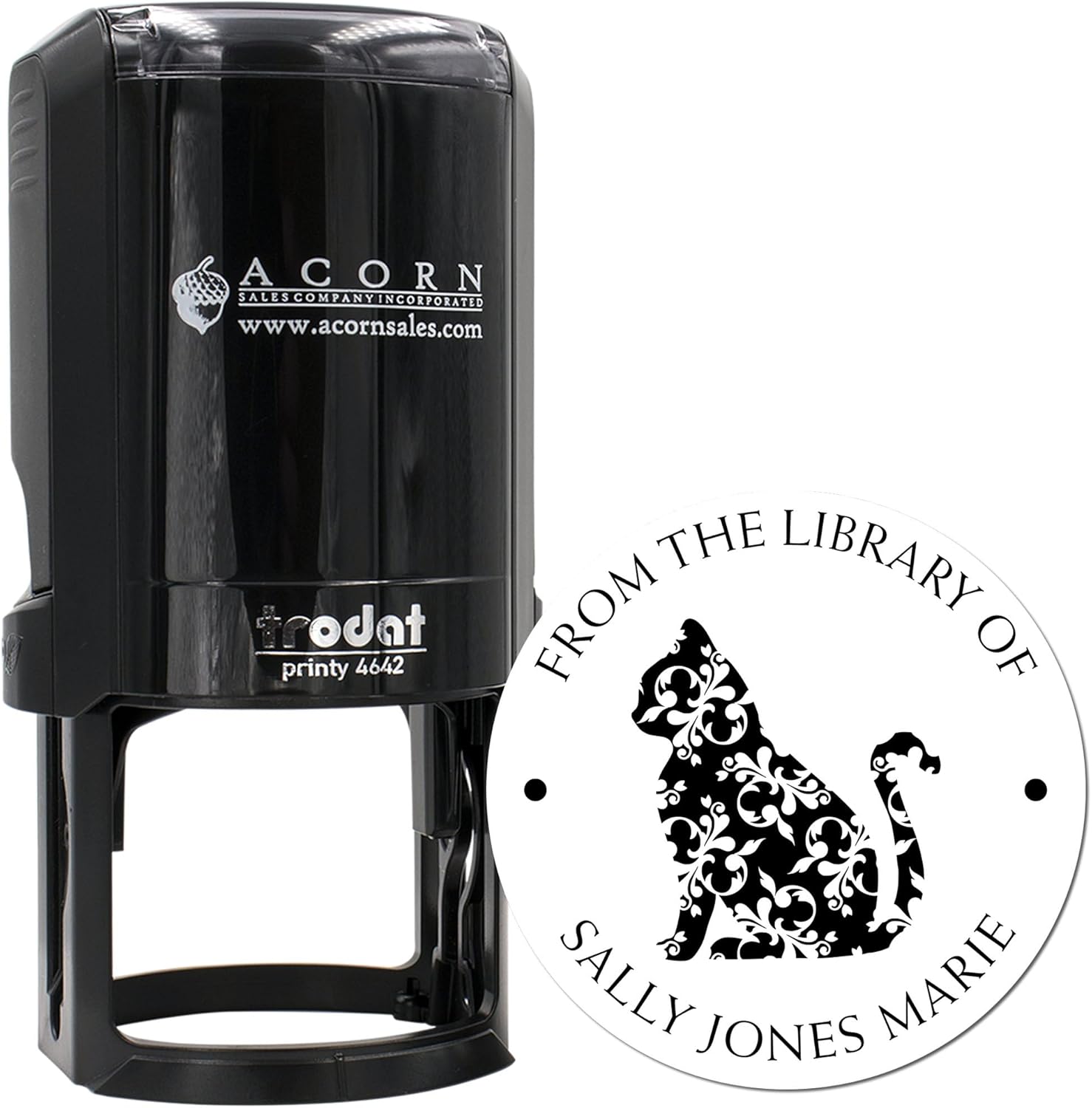 Personalized Book Ownership Label Stamp - Custom Made Book Stamper, Self-Inking, Ideal for Literature Lovers, Unique Purr-FECT Purrs Design, 1-5/8 Round Stamp - Gift for Bookworms and Librarians