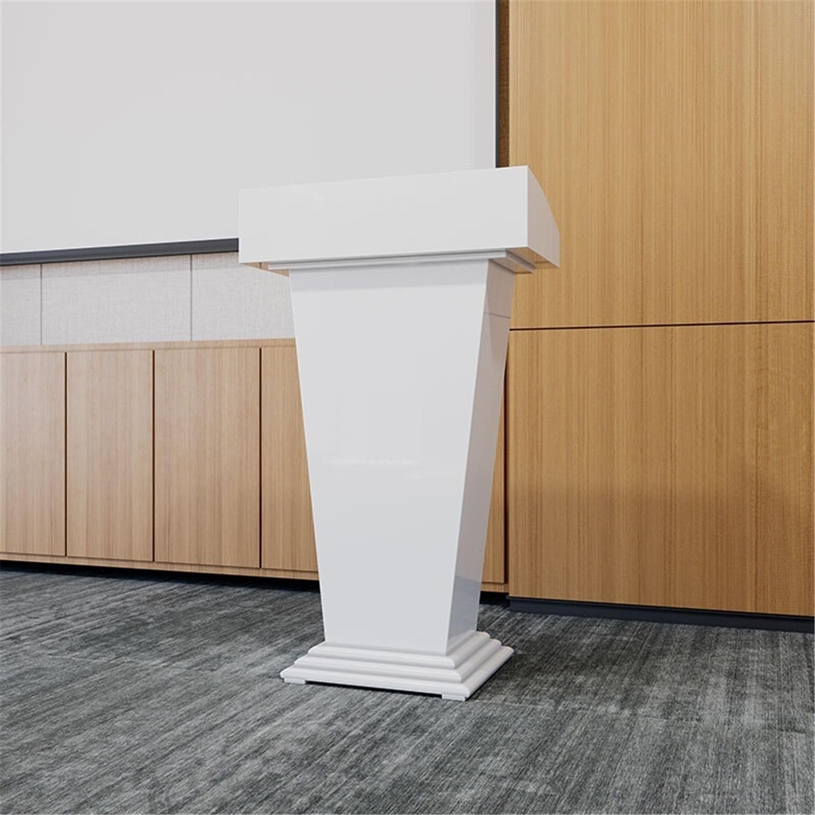 Mównica Drewniana mównica na podium do szkoły, biura i konferencji, brązowo-biała Podium(Biały)