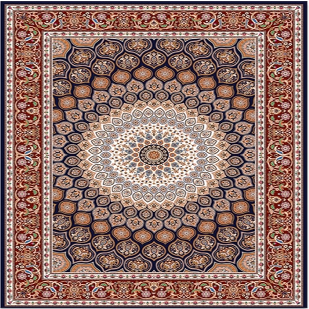 Tapis chambre ado fille rouge motif floral floral moderne grand format 200x200