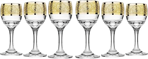 Miniatura 3 de Glasstar Juego de 6 vasos de licor con soporte de visita, soporte de bandeja y juego de licor, cristalería con tallo para licores y jerez, regalo