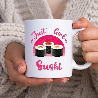 Vintage Sushi Dish Food Lover Just A Girl Who Loves Sushi BlackMug, Tea Mug, Tea Cup, Coffee Cup