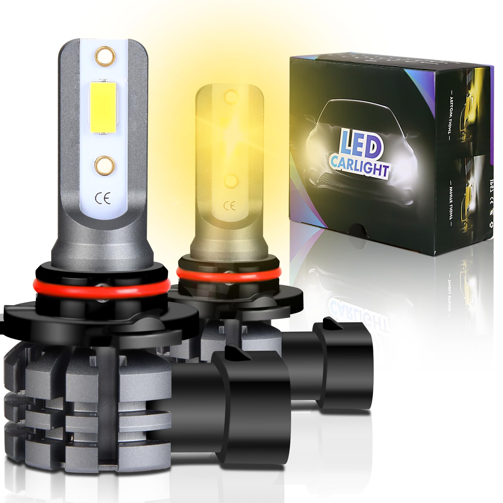 ALLjia H10 LED Fog Light Bulbs, 3000K Amber Yellow, 8000 Lumens 400% Super Brightness, 9140/9145/9040/9045 LED Fog Light Replacement, CSP LED Chips, Non-Polarity, Plug and Play, Pack of 2