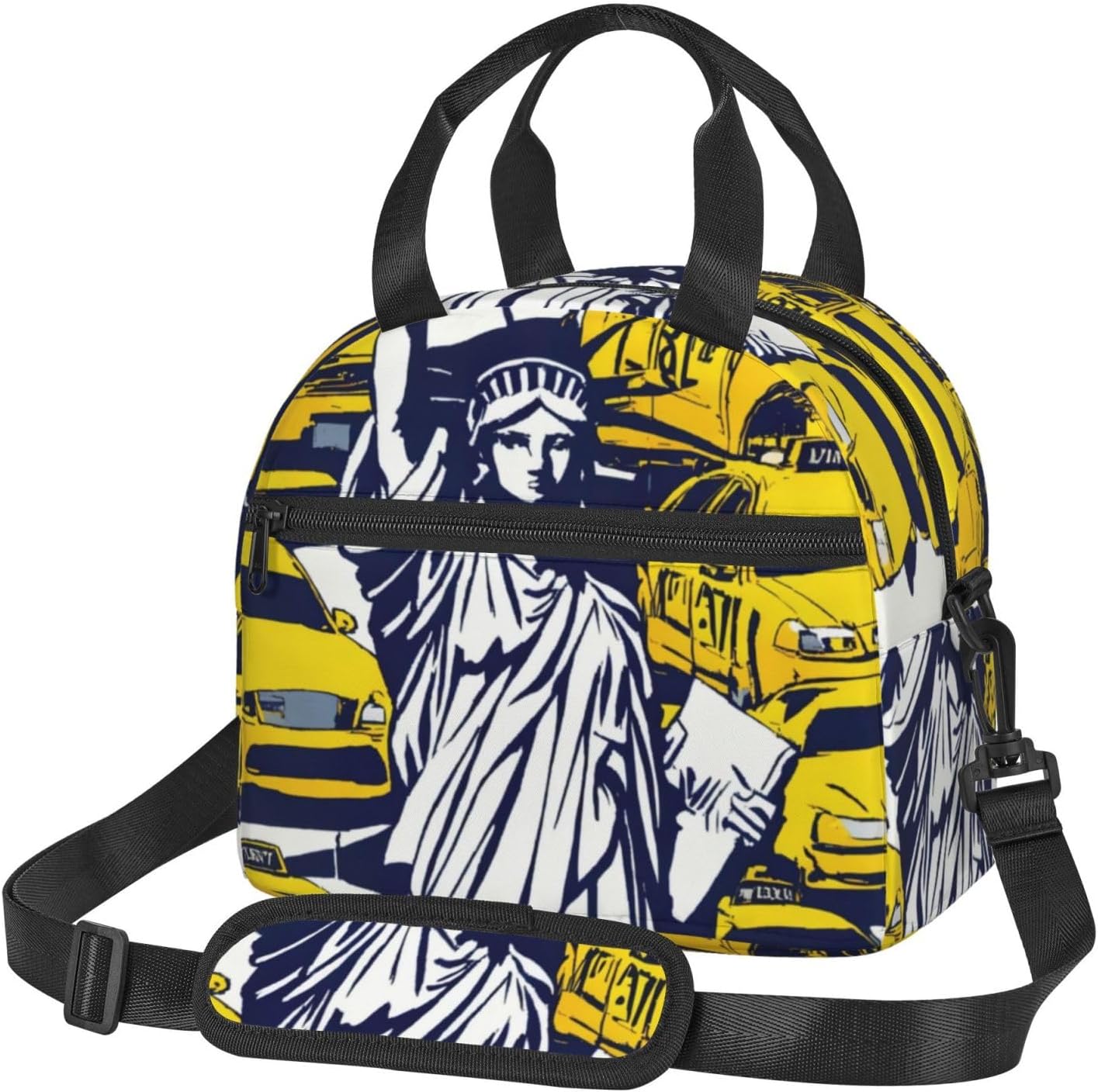 New York City Print Reusable Lunch Bag Insulated Lunch Boxes for Office Work Picnic Tote Bag Adjustable