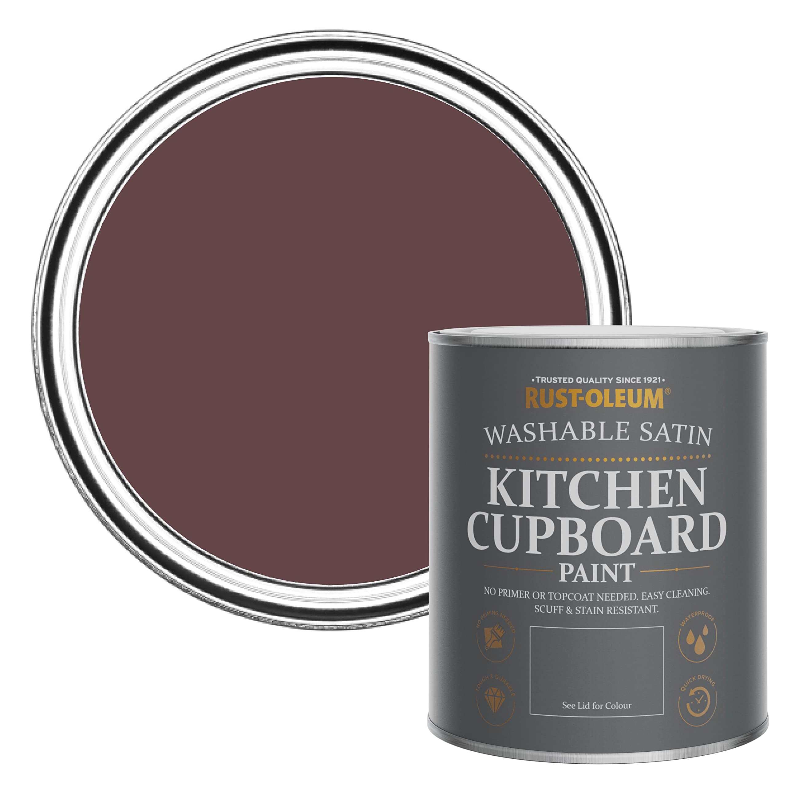 Dark Purple Scrubbable Kitchen Cupboard Paint in Satin Finish - Mulberry Street 750ml