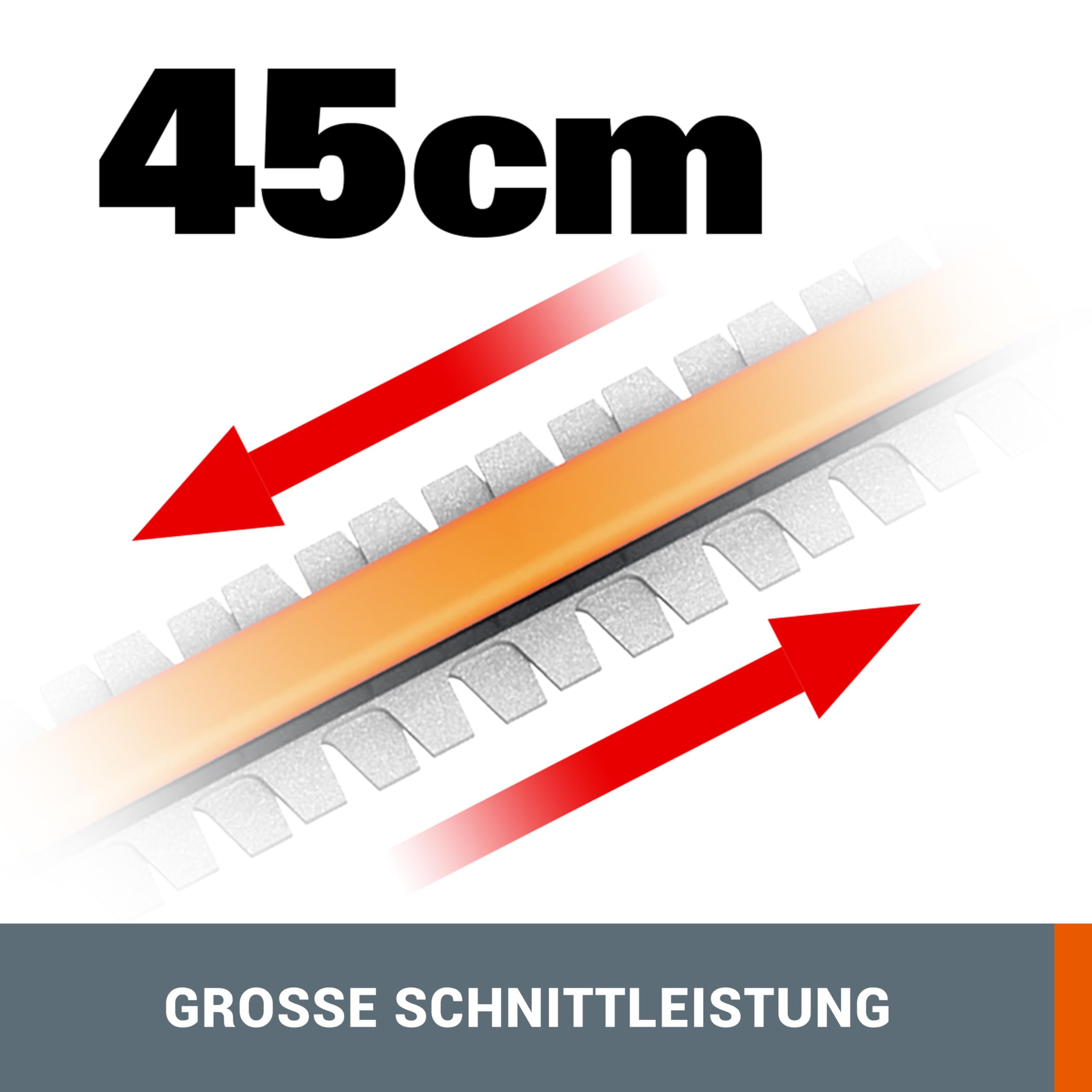 WORX WG252E.9 Akku Teleskop Heckenschere, 1340 /min, 45cm Schnittbreite, 10-Fach Verstellbarer Teleskopstiel bis 3,20 Meter Höhe, PowerShare kompatibel (Ohne Akku & Ladegerät)