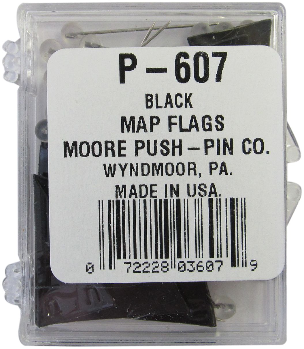 Moore Push-Pin Black Pennant Map Flags (P-607)