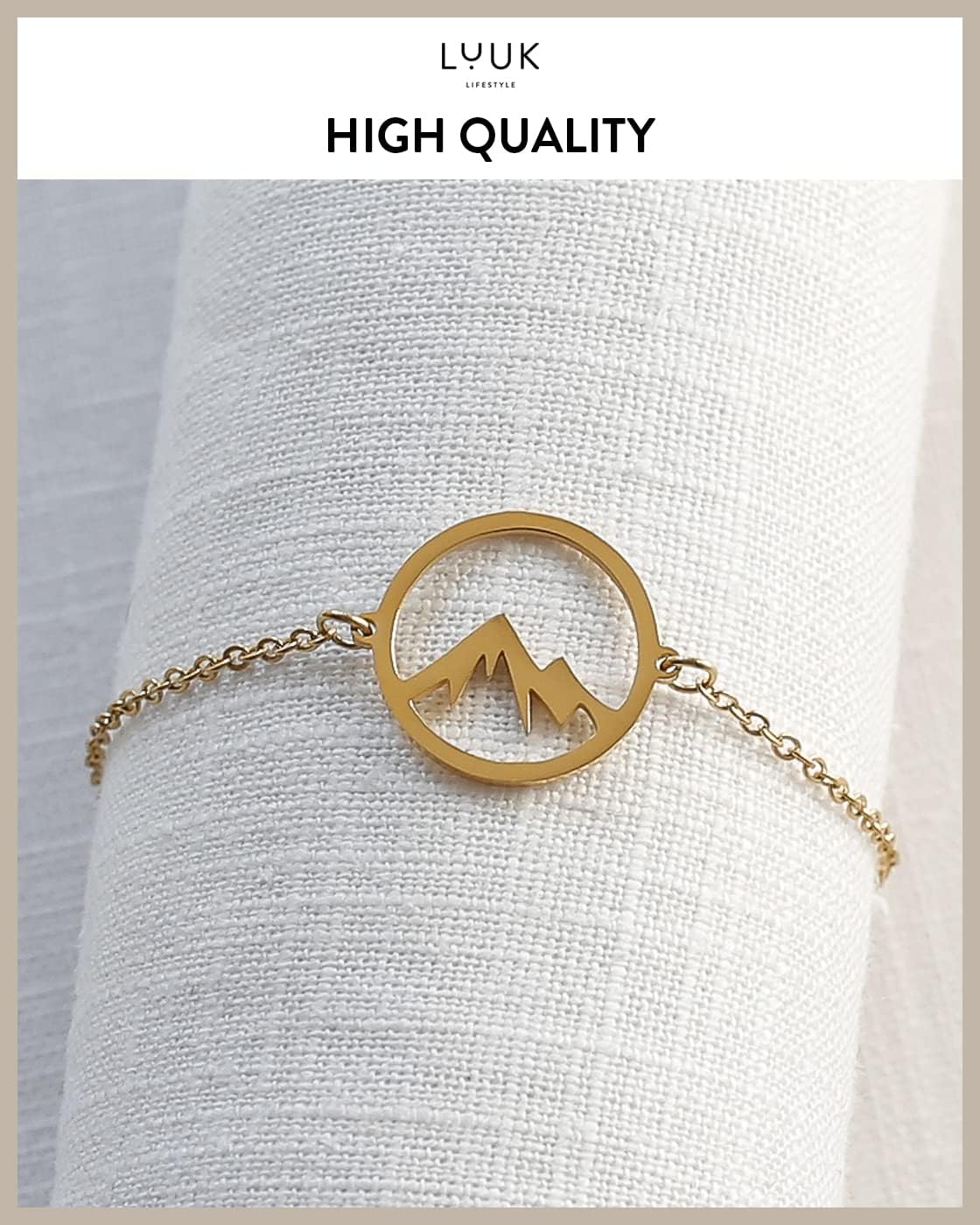 LUUK LIFESTYLE Stainless steel bracelet with pendant and HAPPINESS card, filigree and minimalist women's jewelry, unique gift idea, lucky charm, adjustable length, 8”, gold, silver and rosegold