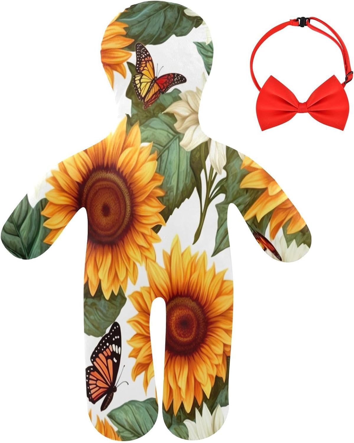 Sunflower Andbutterfly Human-Shaped Pillow Soft Body Pillows Washable Velvet Pillows for Anxiety Relief Sleeping Cuddling & Support
