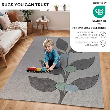 Livabliss Bordeaux Abstract Rug - Area Rugs Living Room 160x213 cm, Dining Room, Lounge, Kitchen, Bedroom - Modern Marble Large Rug, Soft Luxurious Easy Care Medium Pile, Grey, Green and Blue