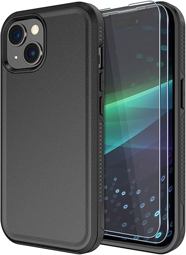 Miniatura 1 de Diverbox Funda para iPhone 15 a prueba de golpes a prueba de caídas protector de pantalla de vidrio templado, funda de protección resistente para