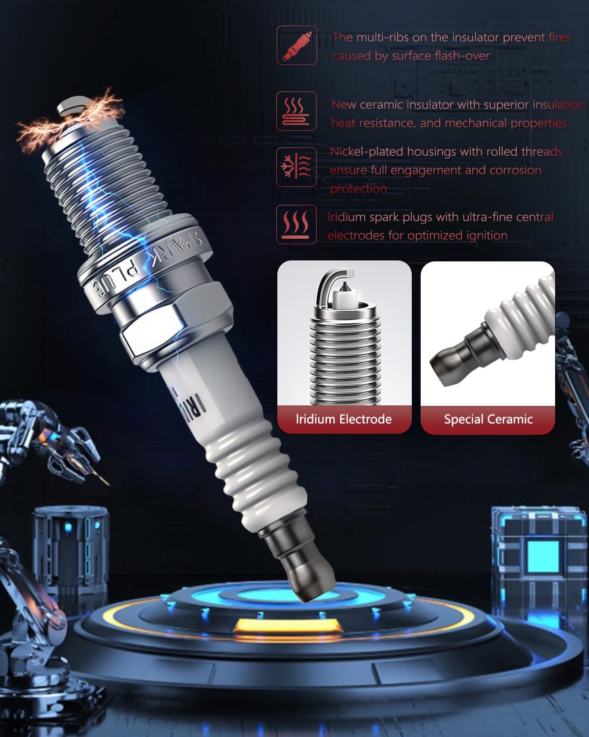 OKLPF Ignition Coil Pack UF652 with Iridium Platinum Spark Plugs - 4-Piece Set,Compatible with Kia Rio,Kia Soul, Hyundai Accent, Hyundai Veloster1.6L L4