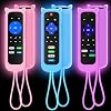 Paquete de 3 Fundas para Control Remoto Roku que Brillan en la Oscuridad, Púrpura, Azul y Rosa | Compatible con Hisense/TCL Roku TV, Streaming Stick/Express, funda de silicona protectora, agarre antideslizante, protección contra golpes 1