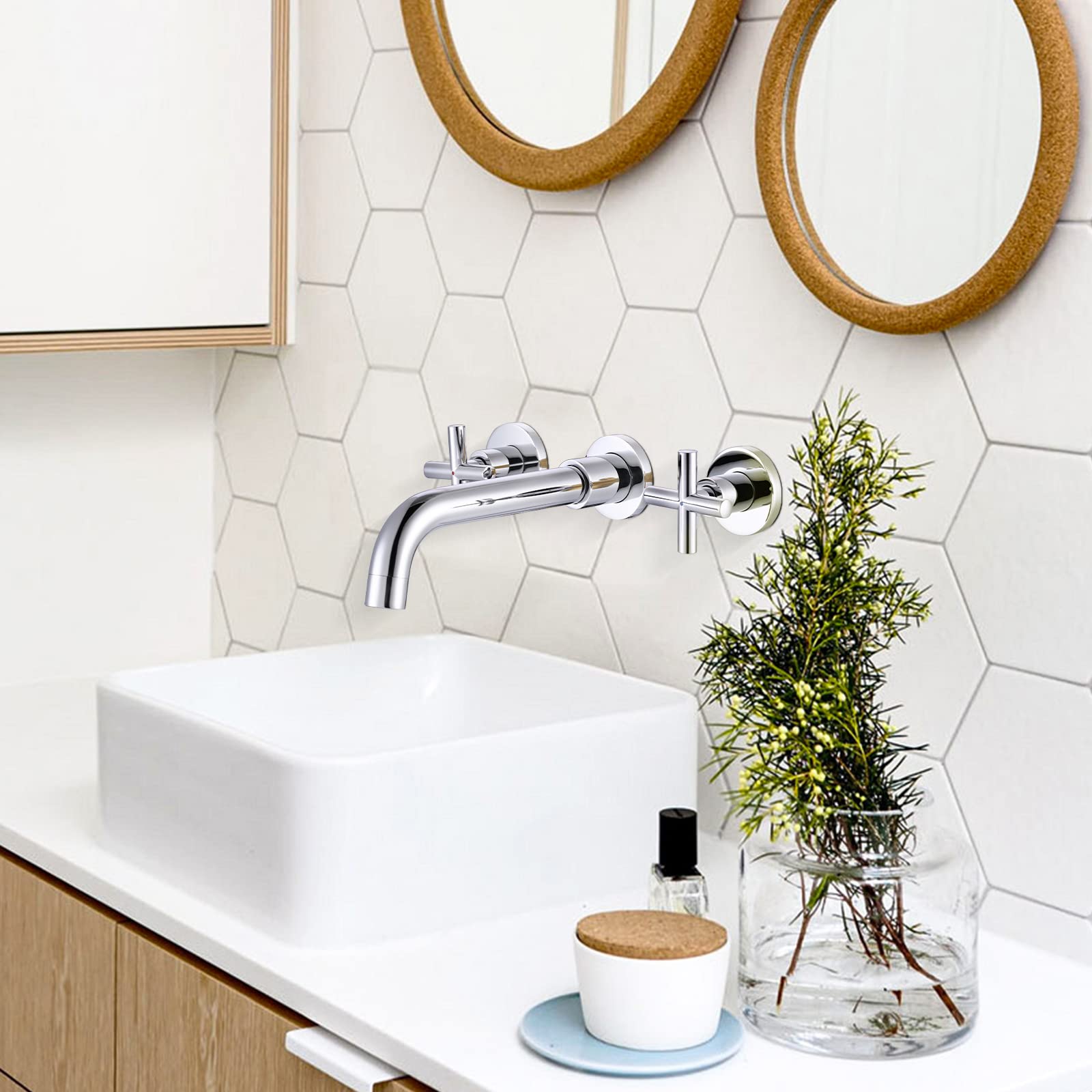 ARCORA Badezimmer-Wasserhahn Mit 2 Griffen – Chrom, 10,2 Cm Mittelsatz, Inkl. Ablauf & Schläuche