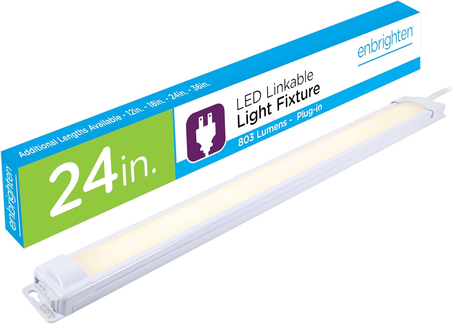 Enbrighten Premium Linkable Under Cabinet Fixture, 18in, LED, Linkable, 628 Lumens, 3000K Warm White, 38846-T1