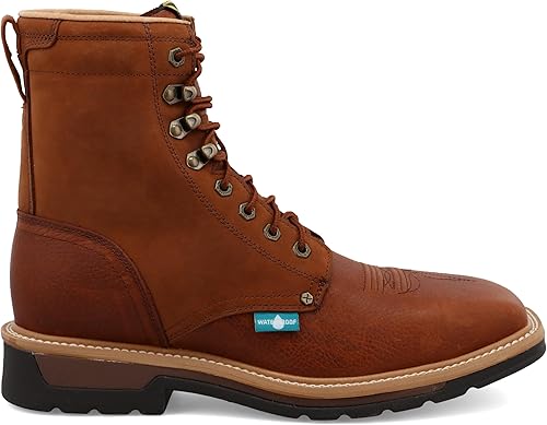 Miniatura 4 de Twisted X - Botas de cuero de grano completo con cordones para hombre de 8 pulgadas con punta de acero para hombre