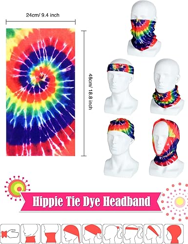 Miniatura 6 de Tudomro El juego de 10 accesorios de disfraz hippie incluye lentes de sol hippie, pulsera, aretes de signo de la paz y collar, diadema de teñido