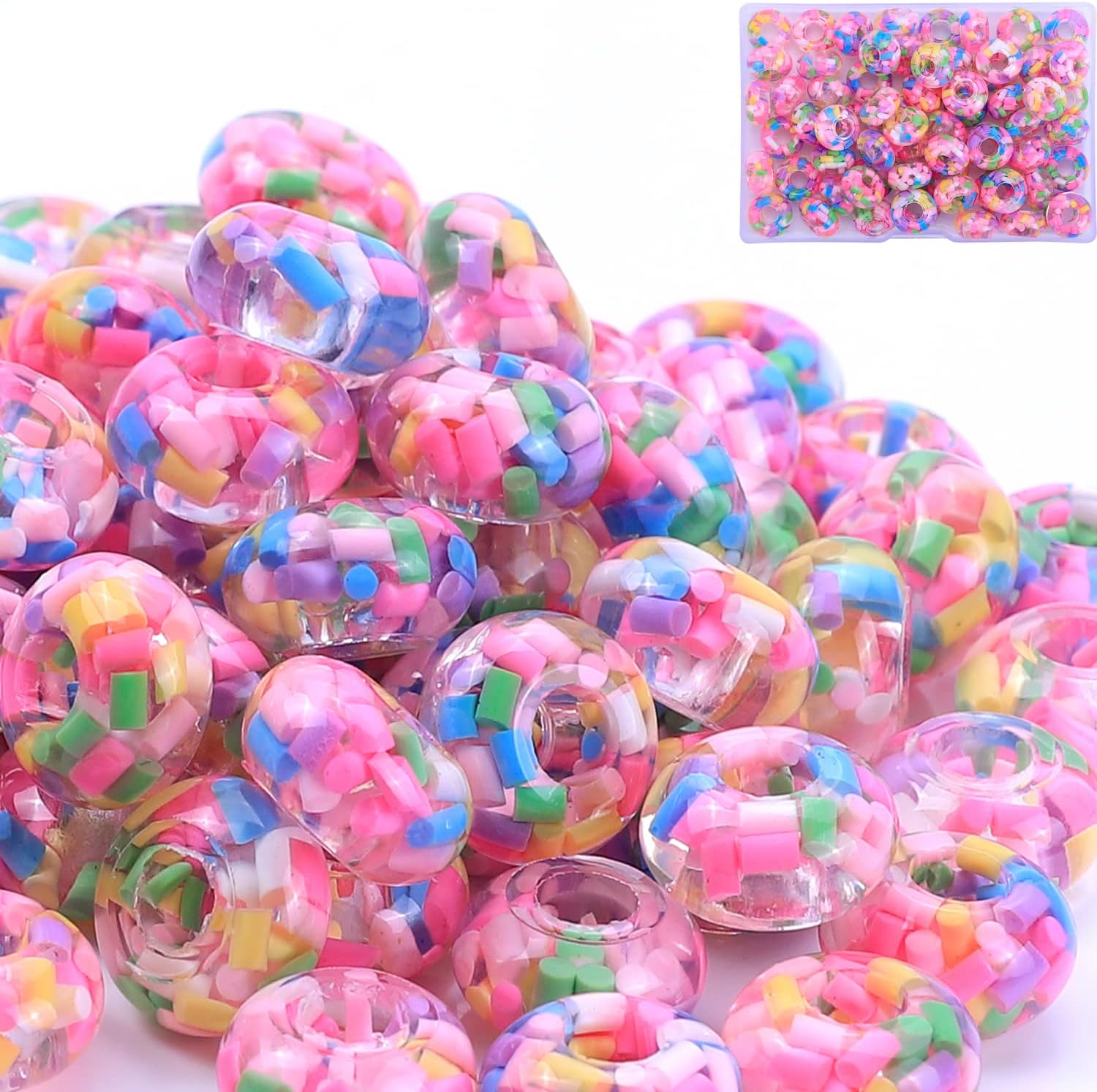 AIPRIDY Girls' Lucky Lover Amber Beads, Big Hole Spacer European Craft Beads for DIY Charms Bracelet Jewelry Making (Mixed)