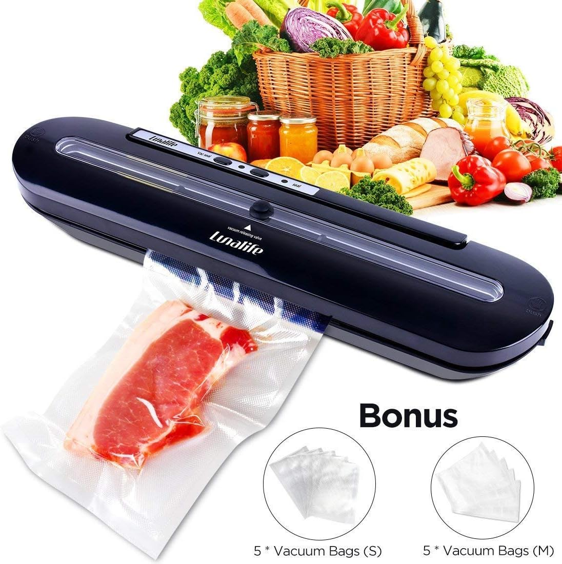 Vacuum Sealer - Automatic Food Sealer Machine for Food Preservation&Processing - Sous Vide Vacuum Sealer- Starter Kit with 10pcs Free Food Vacuum Sealer Bags