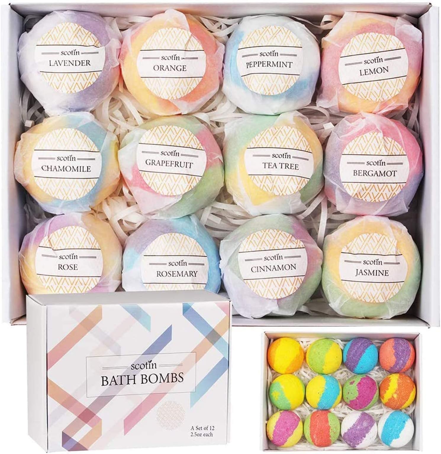 MAKINGTEC 12Pcs Bath Bombs Gift Set, Organic Natural Spa Bath Bomb Kit with Different Organic Essential Oils, Birthday Gift idea For Her, Women, Men, Kids, and Teen Girls