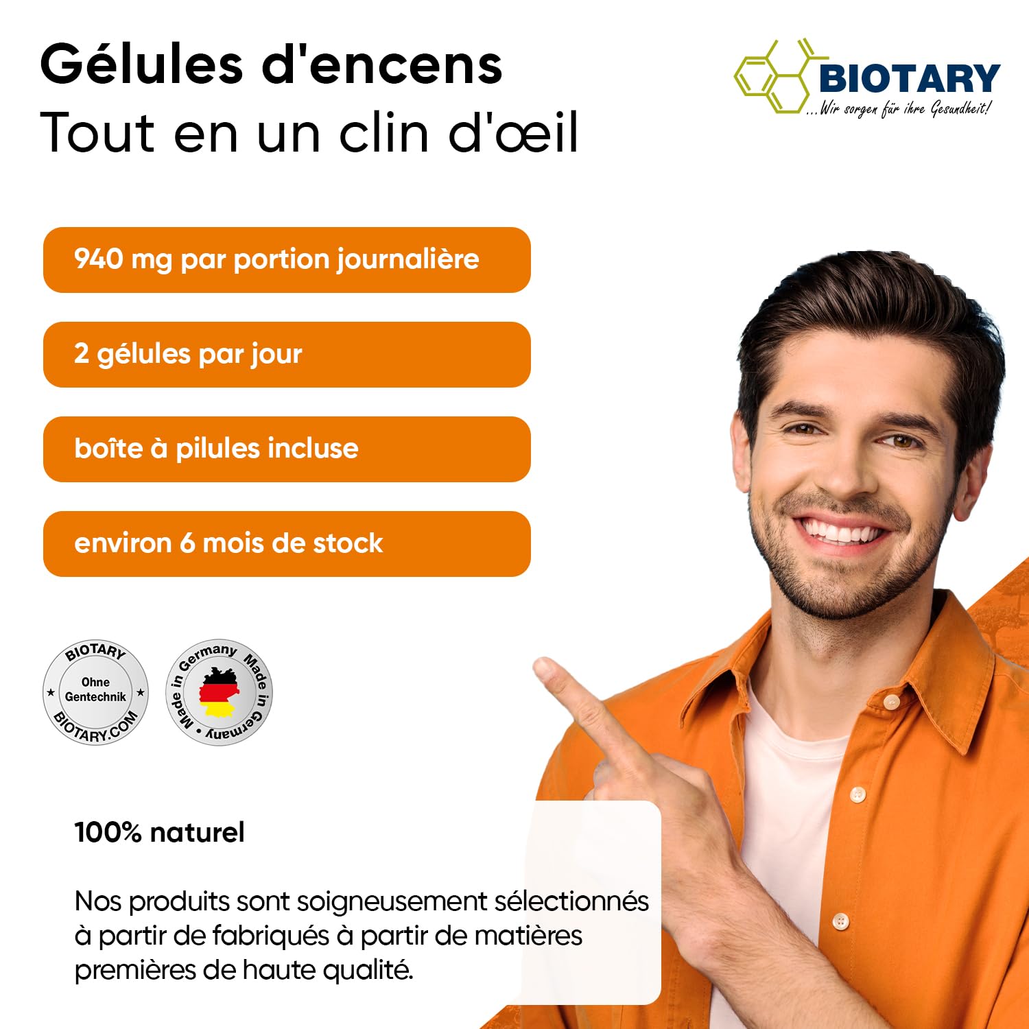 Boswellia Serrata 9400 mg 10 :1, 365 gélules, Pour 6 Mois, y compris le pilulier, 85% D'acide Boswellia, végétalien, qualité premium, testé en laboratoire, 100% de Boswelia Serrata Indien