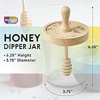 Vista 4 de Talisman Designs Tarro de miel de vidrio con tapa de madera de haya grabado con láser y cuchara de miel integrada - Colección Honey Beechwood, juego