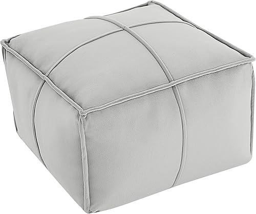 Miniatura 29 de MeMoreCool Puf otomano redondo – Reposapiés relleno de 20 x 20 x 15 pulgadas con relleno de espuma, reposapiés circular pequeño gris oscuro para