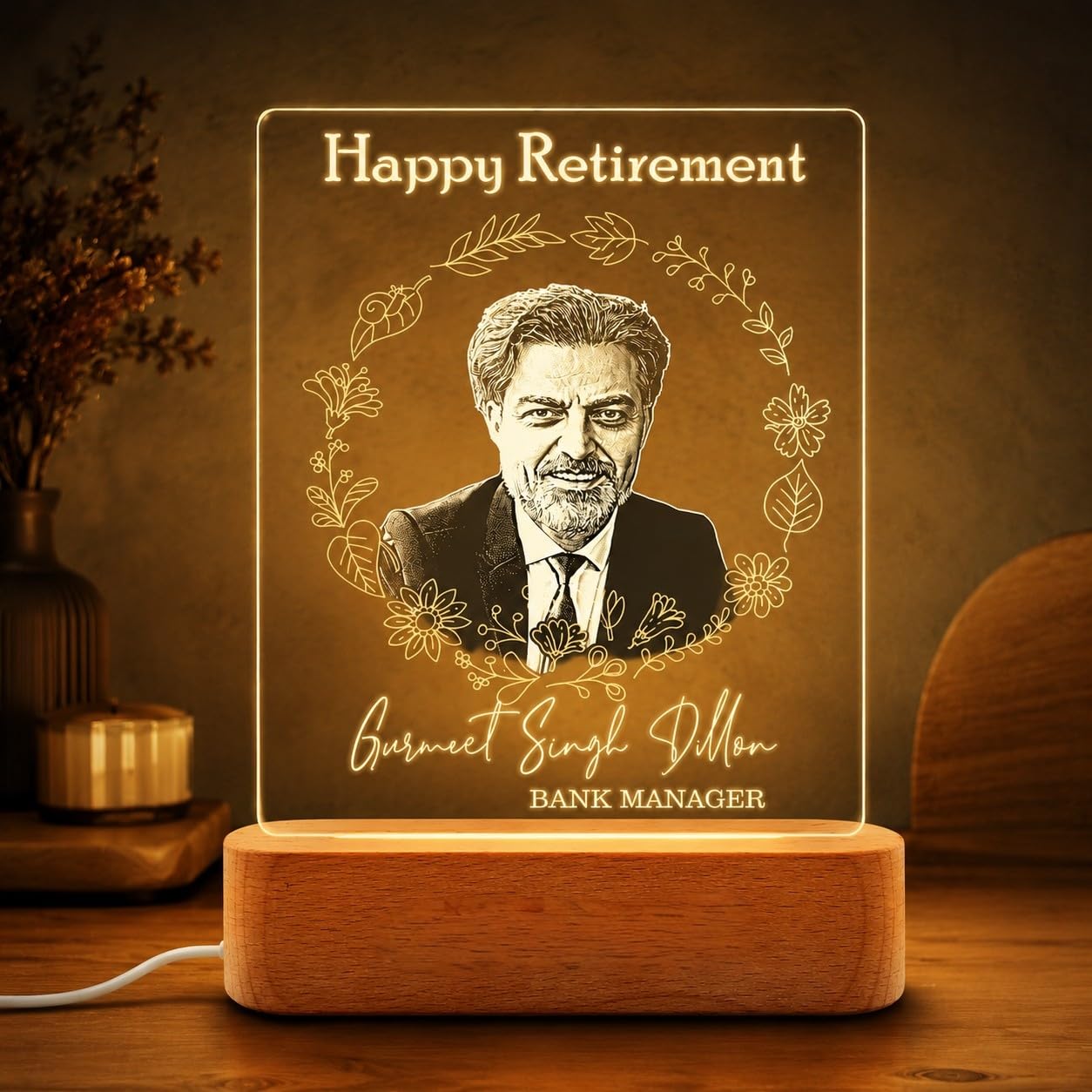Personalized Retirement Lamp - Custom Photo Gift -2