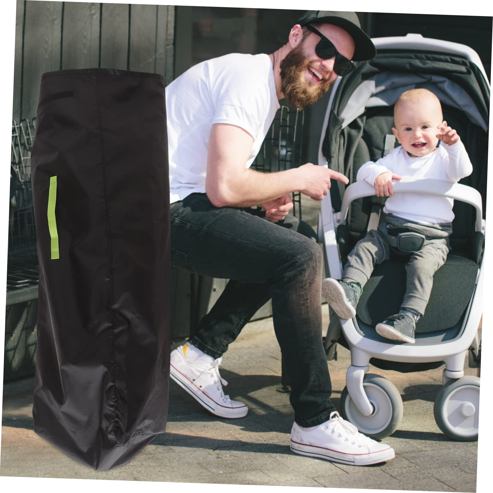 ifundom Borsa da Viaggio per Passeggino Singolo, Sacco Copripasseggino Oxford Nero, Tracolla Singola, Accesso Facile, per Gate Check e Viaggi