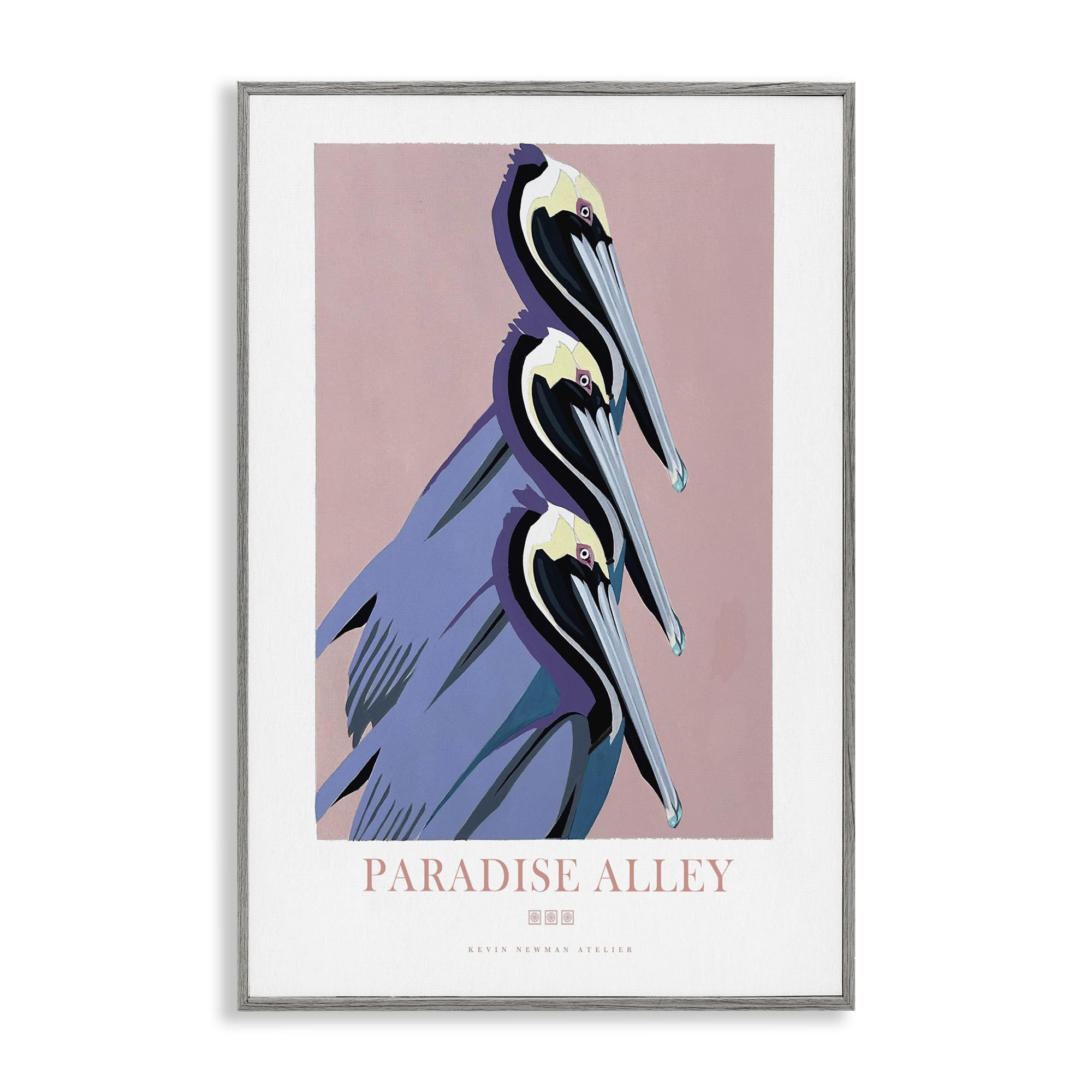 'Paradise Alley Pelican Trio'| Framed Giclee Art