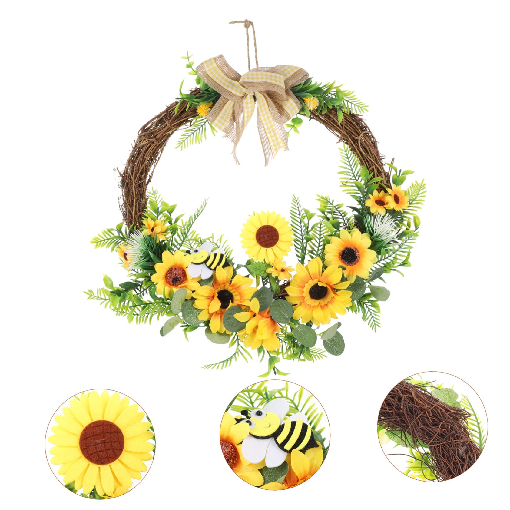 IMIKEYA 2St Sonnenblumengirlande blumengirlande künstlich künstliche blumengirlande Eukalyptuskranz Künstlicher Blumenkranz aus Rattan Kranzverzierung Ostern hängender Kranz Plastik