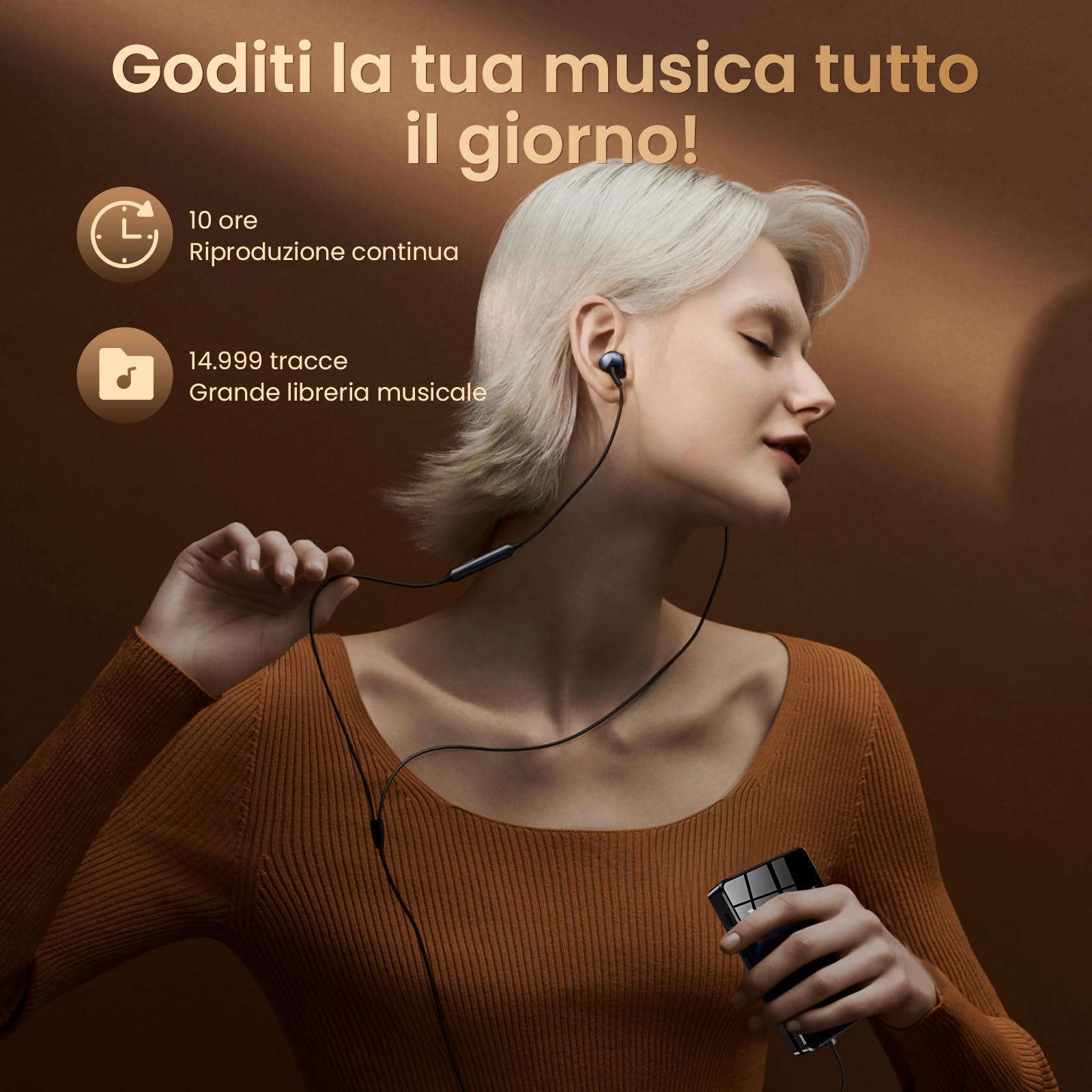 HIFI WALKER H2 Lettore MP3 Hi-Fi, Player Musicale Lossless con SD 64GB Inclusa, DAC ES9018K2M, Bluetooth 5.2 Bidirezionale, Schermo 2.0" con Tasti Fisici, Supporto DSD128, Lega di Zinco