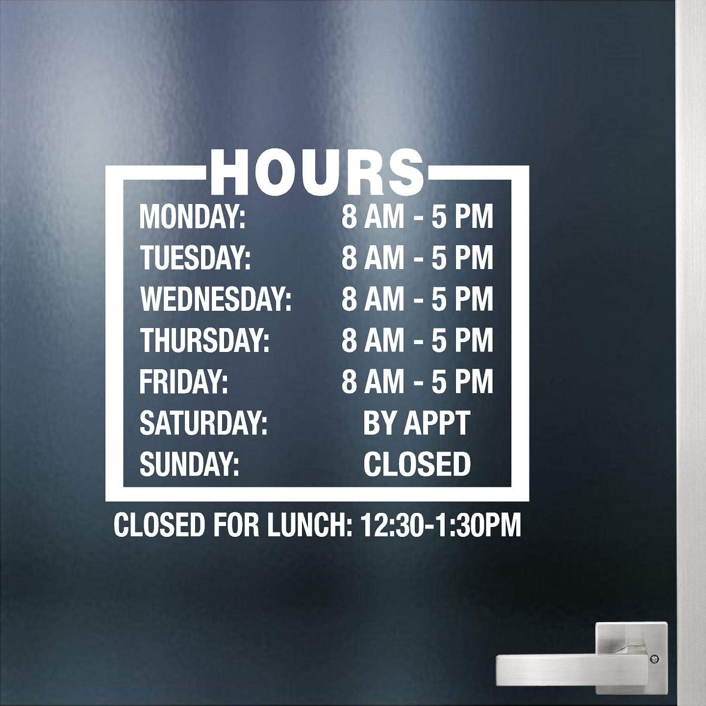 Custom Business Store Hours. Vinyl Die-cut Sticker. Window Decal. Glass Door Sign. (12" x 11")