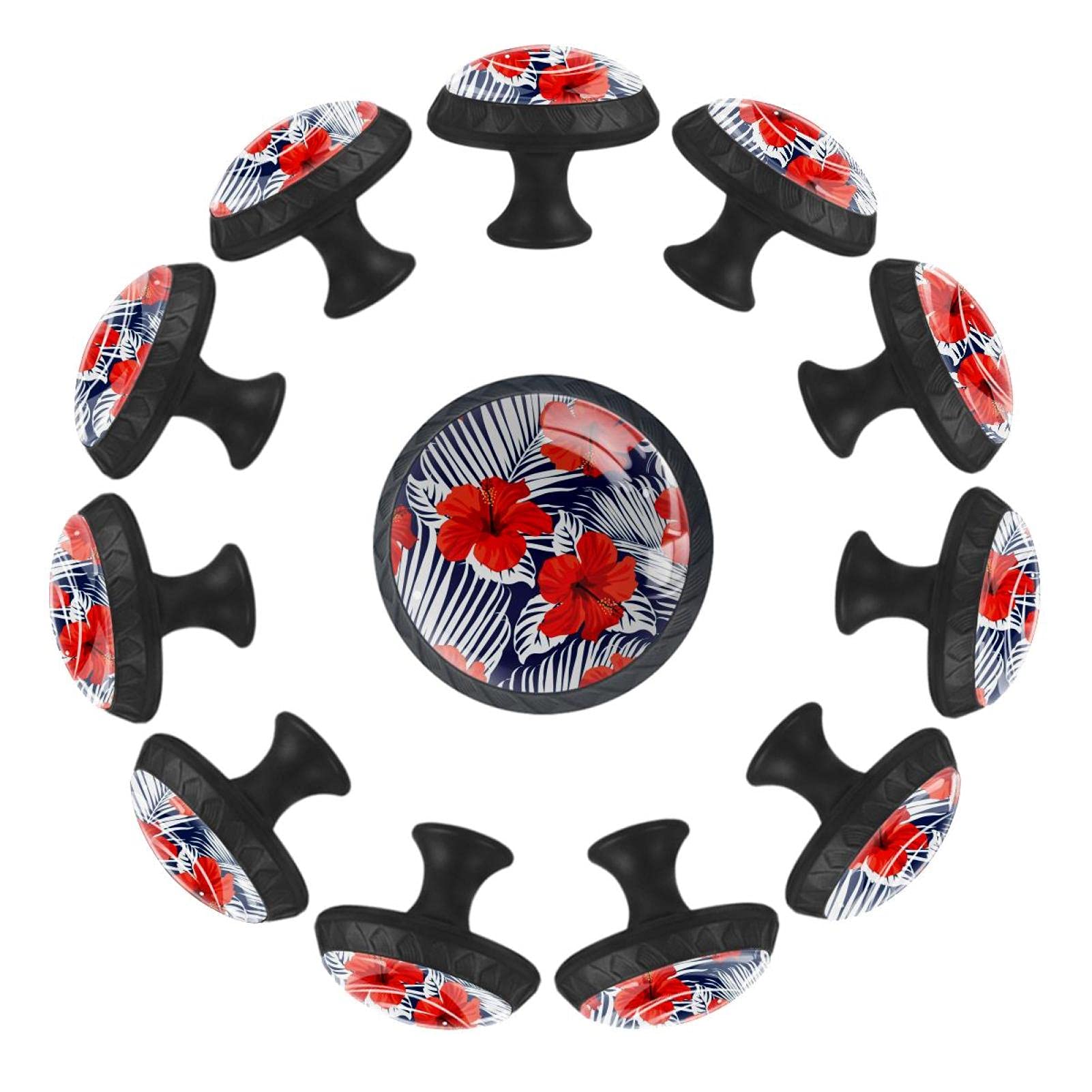 Boutons de tiroir ronds avec fleurs rouges pour relooker une commode de chambre d'enfant
