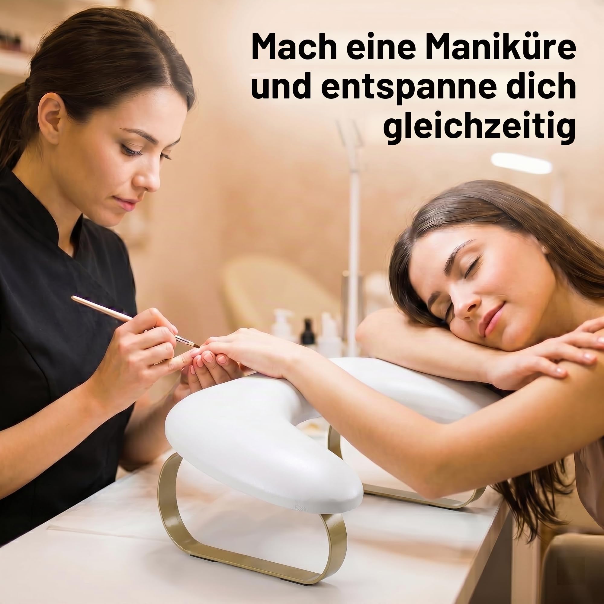 C-Förmig Handauflage Nagelstudio: Goldener Bogen Wrist Rest - 45°Schräge Unterstützung Handablage Nagelstudio - Weicher und Elastischer Schwamm Handgelenkauflage für Handauflage Nägel