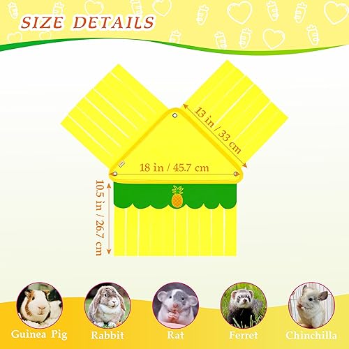 Miniatura 11 de Escondite de conejillo de indias, lindo conejillo de indias esquinero de forro polar con cortina de 3 lados, hamaca de conejo de juguete y cama