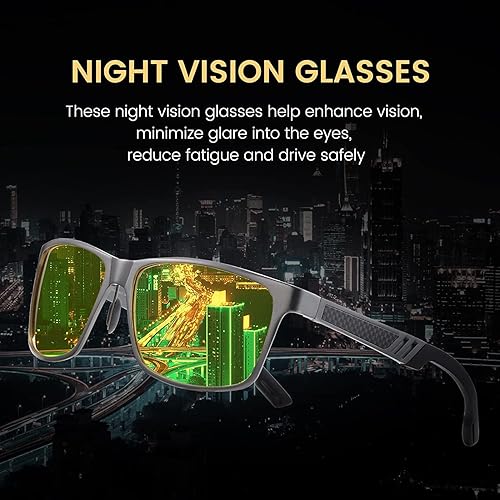 Miniatura 5 de DUCO Gafas de visión nocturna para hombre, lentes polarizadas antirreflejos, lentes amarillas, lentes de sol para correr por la noche, pesca,