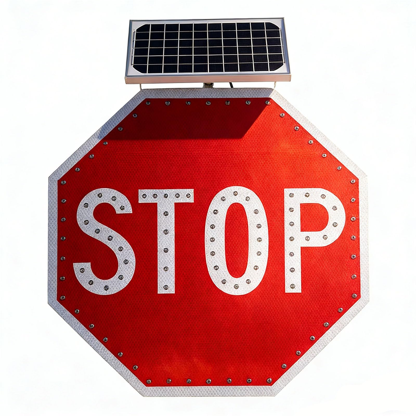 Señal de Stop Solar 60x60cm con Luces LED Intermitentes, Diseño para Exteriores e Impermeable, Alta Visibilidad hasta 2000m para Intersecciones y Obras
