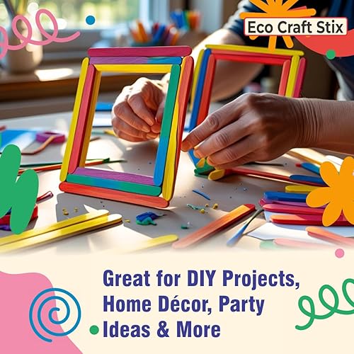 Miniatura 6 de Palitos de manualidades jumbo de colores Eco Craft Stix de 6 pulgadas, paquete de 1,000 unidades de palitos de manualidades jumbo de colores