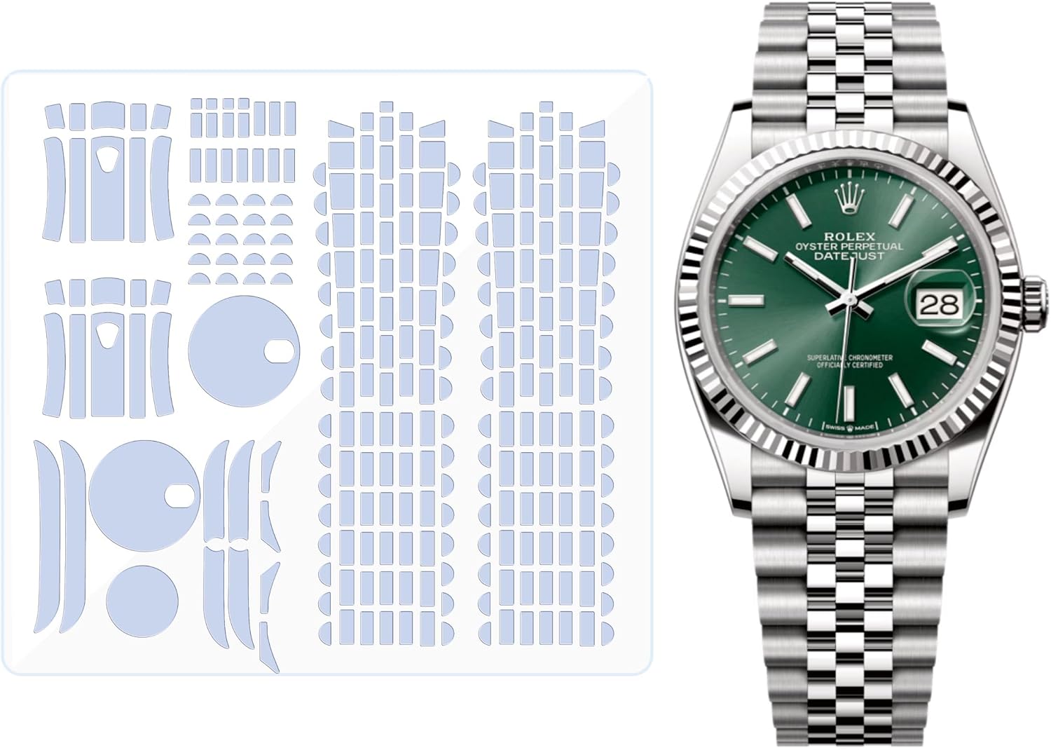 Protective Film for Rolex Datejust 36mm Ref. 126231 126233 126234 Series. Transparent skin full watch Screen Protector Body Cover Sticker(Full Body Film x2) (Jubilee bracelet of 126231/126233/126234)