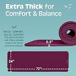 Retrospec Solana Yoga Mat 1/2" Thick w/Nylon Strap for Men & Women - Non Slip Excercise Mat for Yoga, Pilates, Stretching, Floor & Fitness Workouts