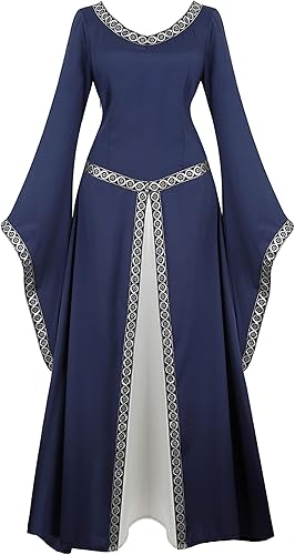 Zhitunemi Vestido renacentista para mujer, disfraz medieval de Halloween, vestido gótico para feria