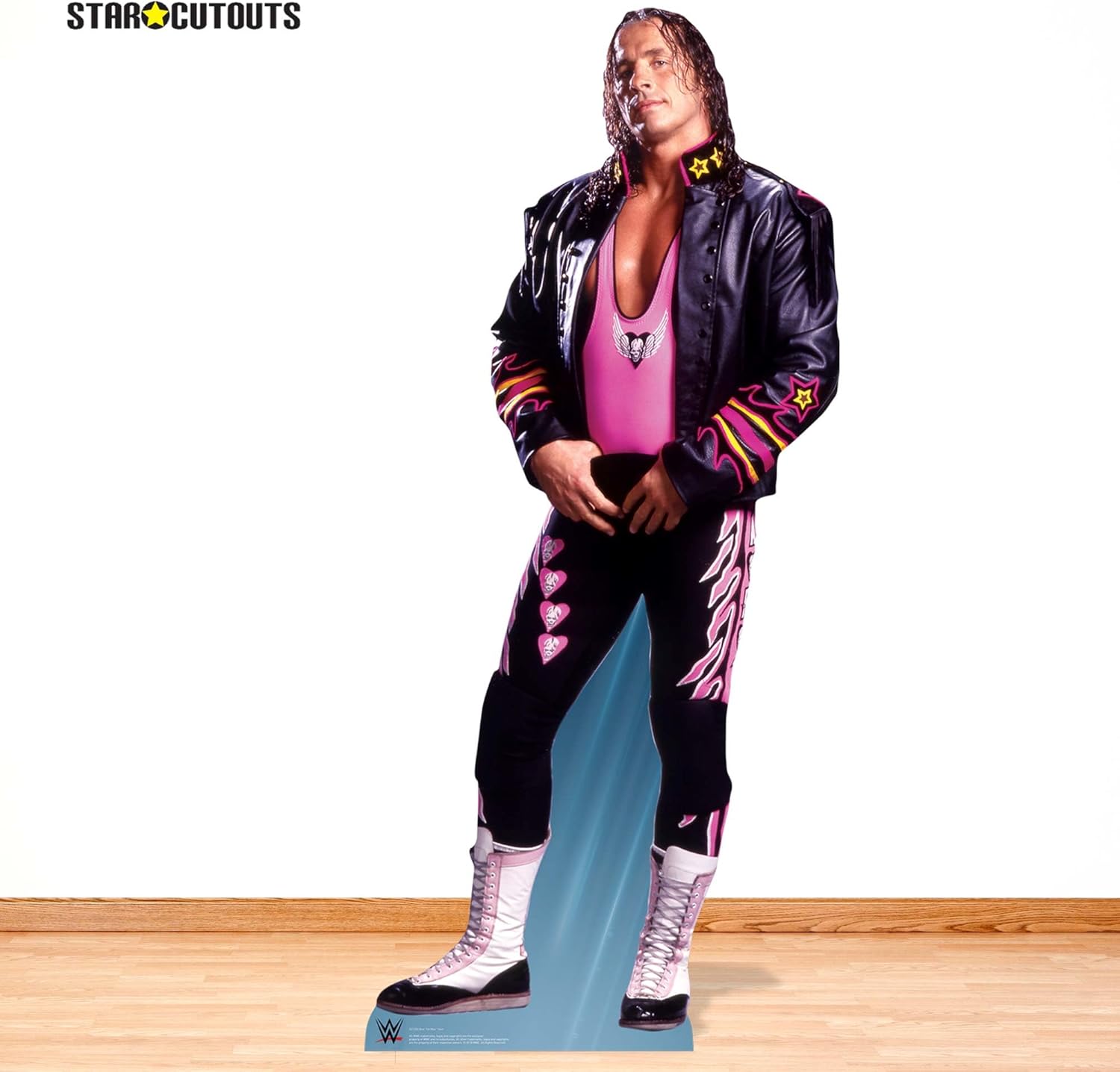 Star Cutouts Ltd SC1250 Brett Hart WWE Lifesize Cardboard Cutout Perfect for Fans, Friends, Family and Events Height 185cm Width 84cm, Multicolour