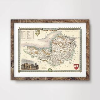 SOMERSET COUNTY VINTAGE MAP ART PRINT POSTER Britain British UK Antique Historical Home Decor Wall Picture A4 A3 A2 (10 Sizes)