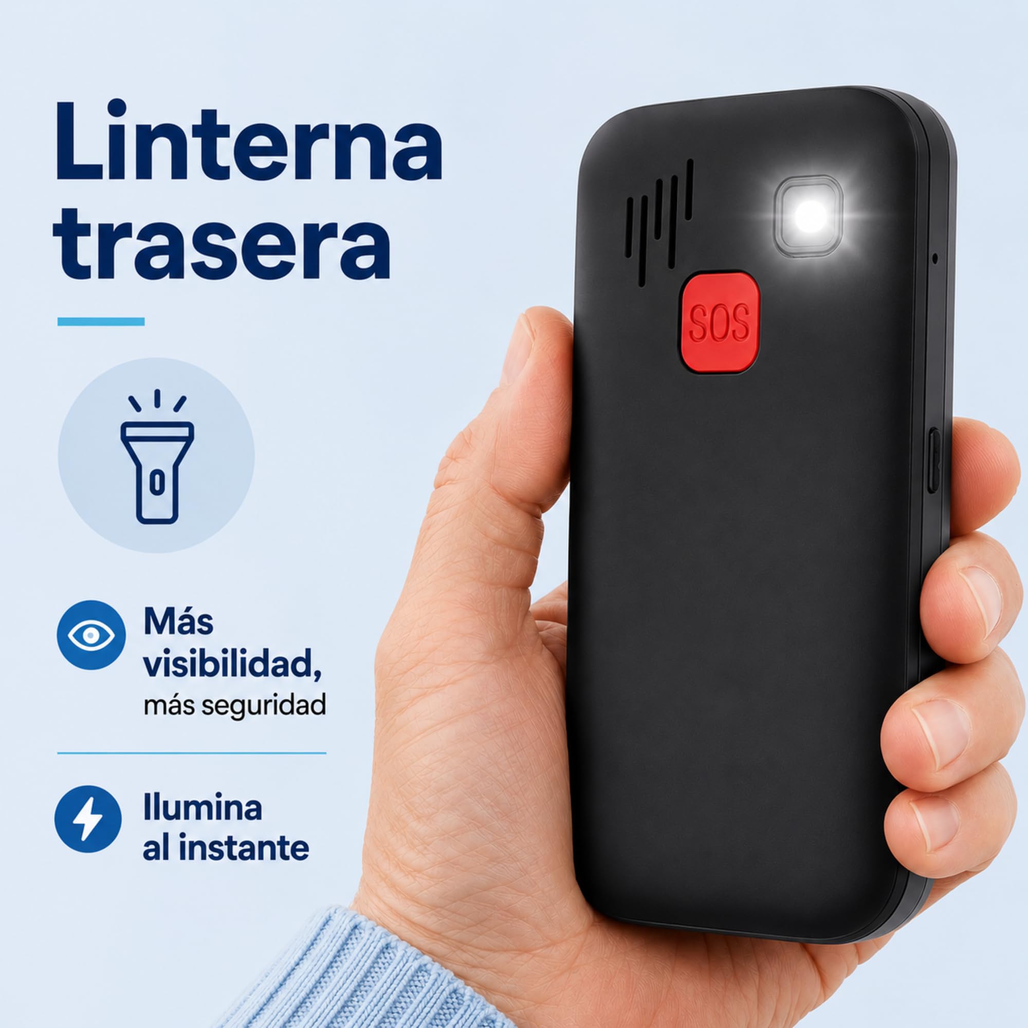 ADOC SP2 Teléfono Móvil para Personas Mayores, Negro