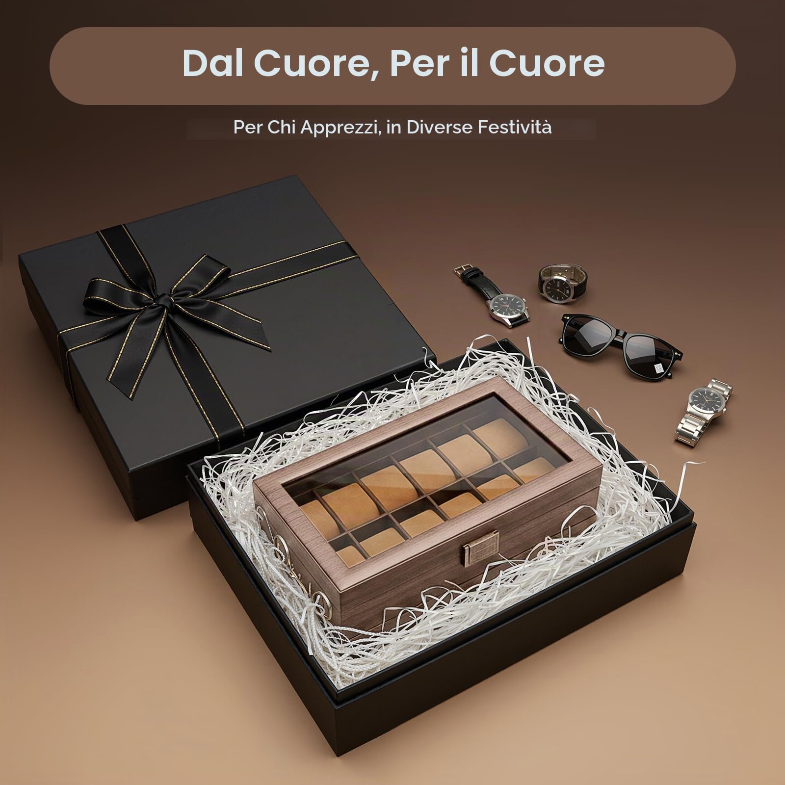 Porta Orologi 24 Scomparti Scatto 2 Piani Scatola Orologi Portaorologi per Riporre Orologi, Gioielli Altri Oggetti Valore, puoi Metterlo Nel Tuo Armadio, Nella Tua Toletta