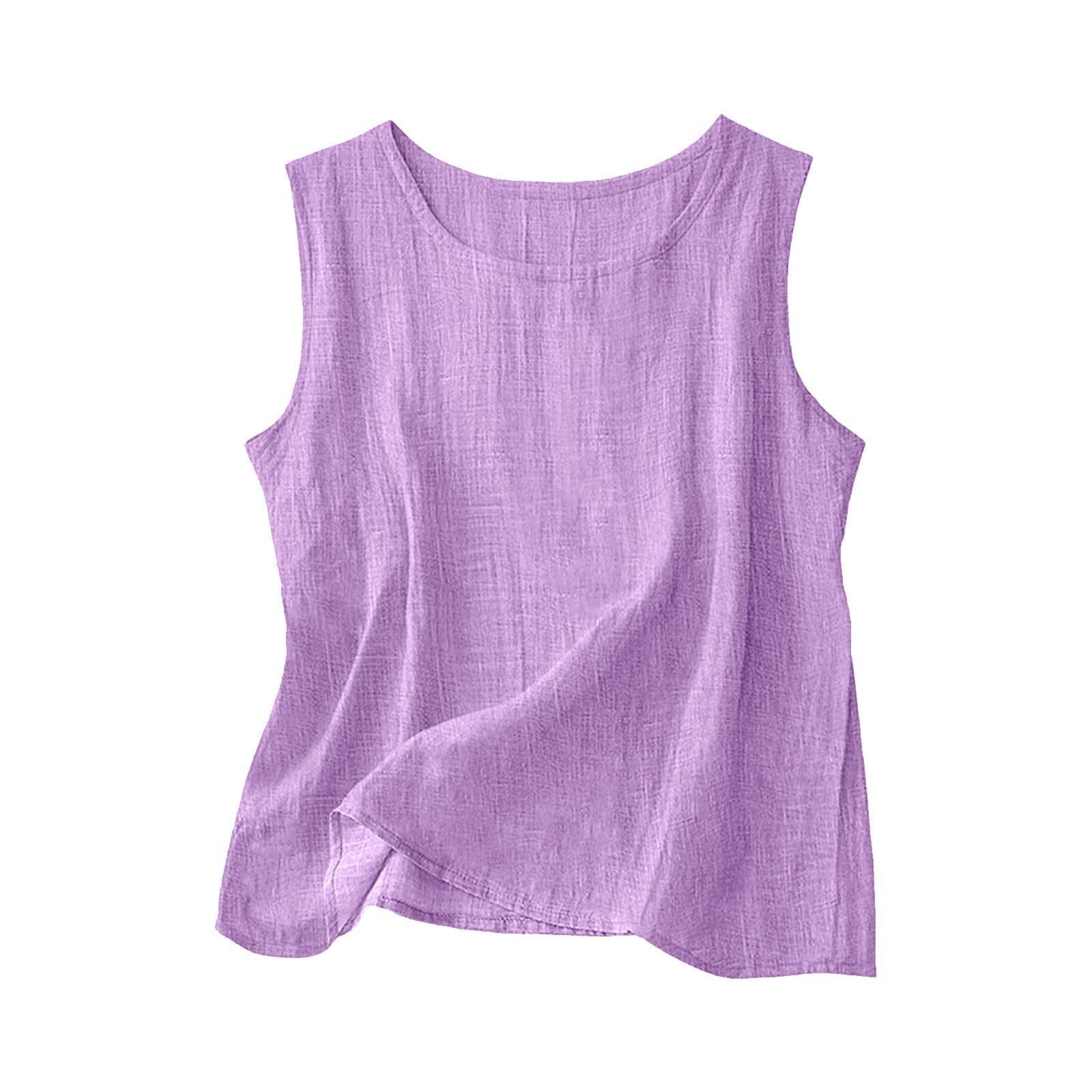 Linen Shirts for Women Linen Crewneck Tank Tops 2026 Spring Summer Beach Sleeveless Tops 2026 Fashion Vacation Shirts — view 19