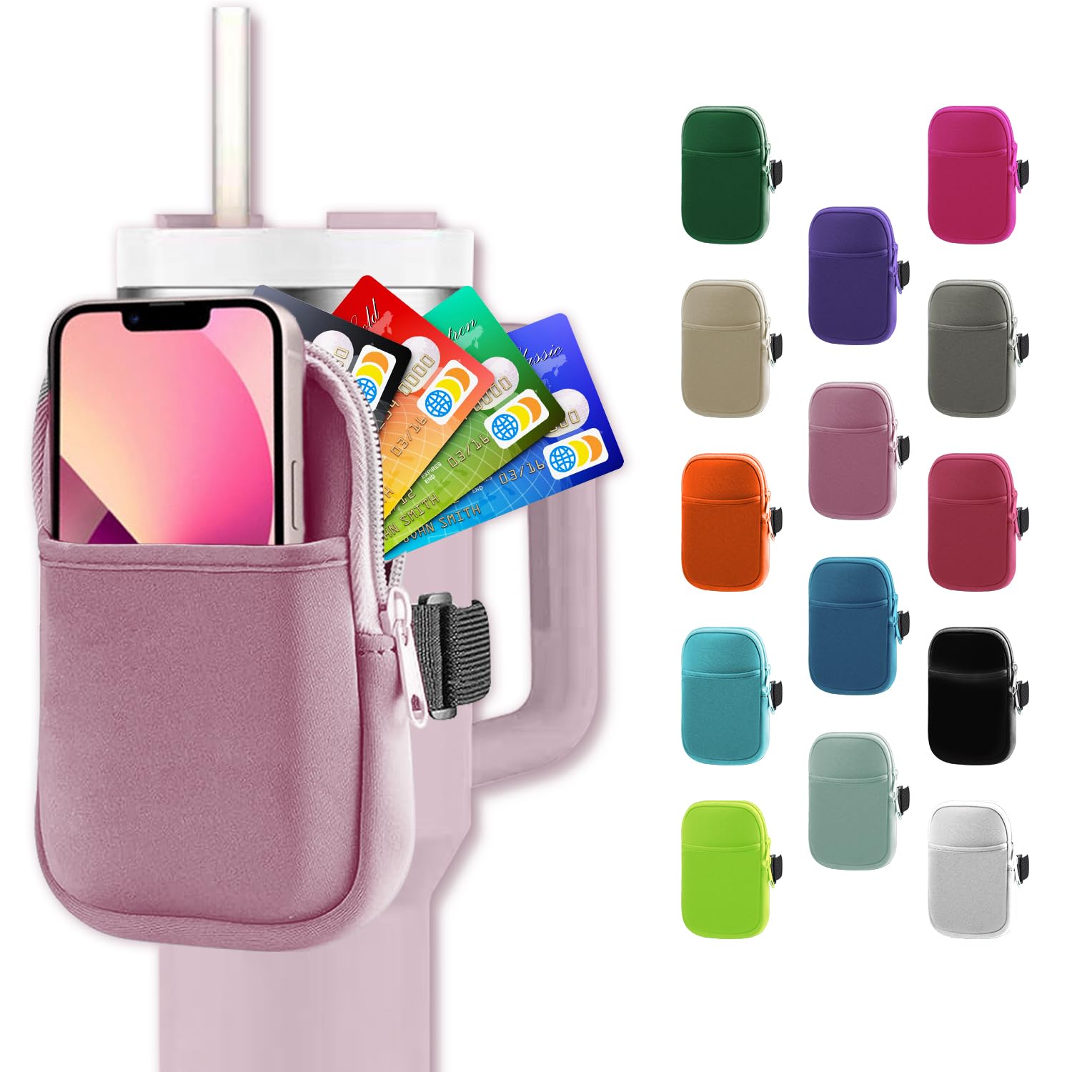 Photo 1 of ALienlab Multifunctional Water Bottle Pouch for Stanley Cups with Adjustable Strap, Gym Accessories for Women, Sports Water Bottle Accessories, Tumbler Pouch for Cards, Keys, Wallet, Earphone, etc color90