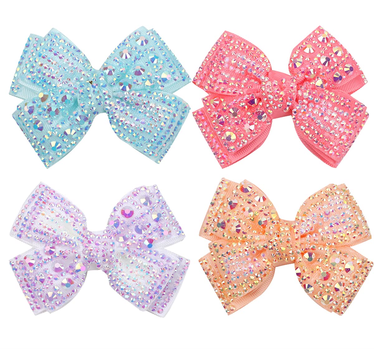 Amazon.com : 4Pcs Rhinestone Hair Bows for Girls, 5.5 Inch  display picture 3