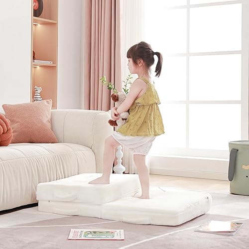 Miniatura 7 de Colchón plegable para niños, lavable para niños pequeños, tapete triple plegable para siesta para dormir, guardería, sofá cama con bolsa de